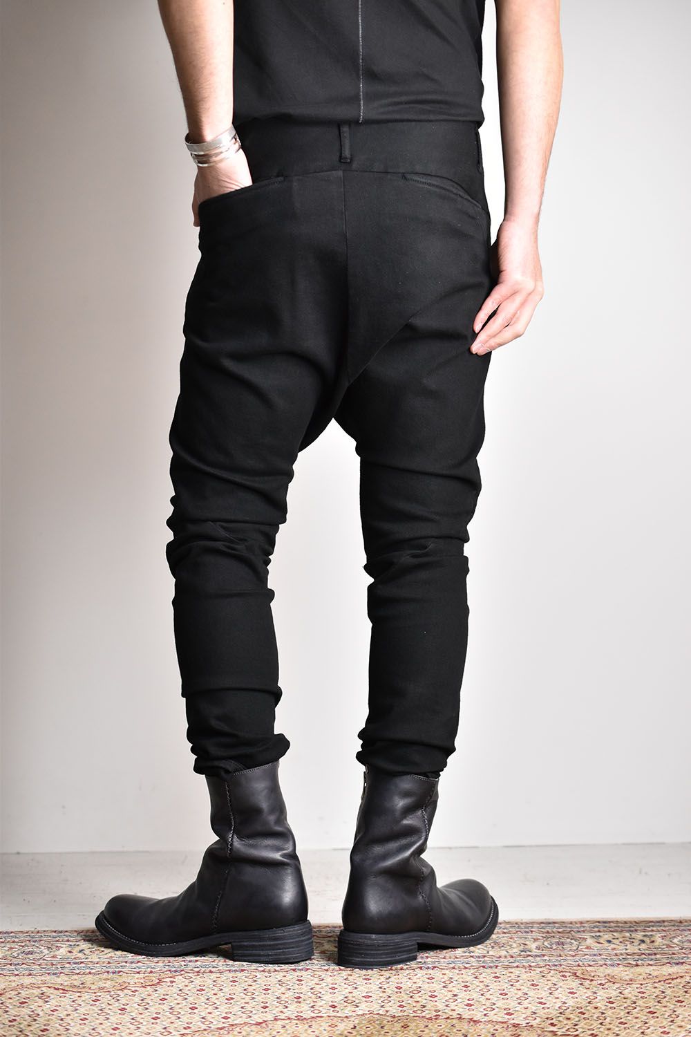 xx incarnation KYOTO Dye Sarouel Pants"Black"/13oz 6 Pocket Stretch Denim