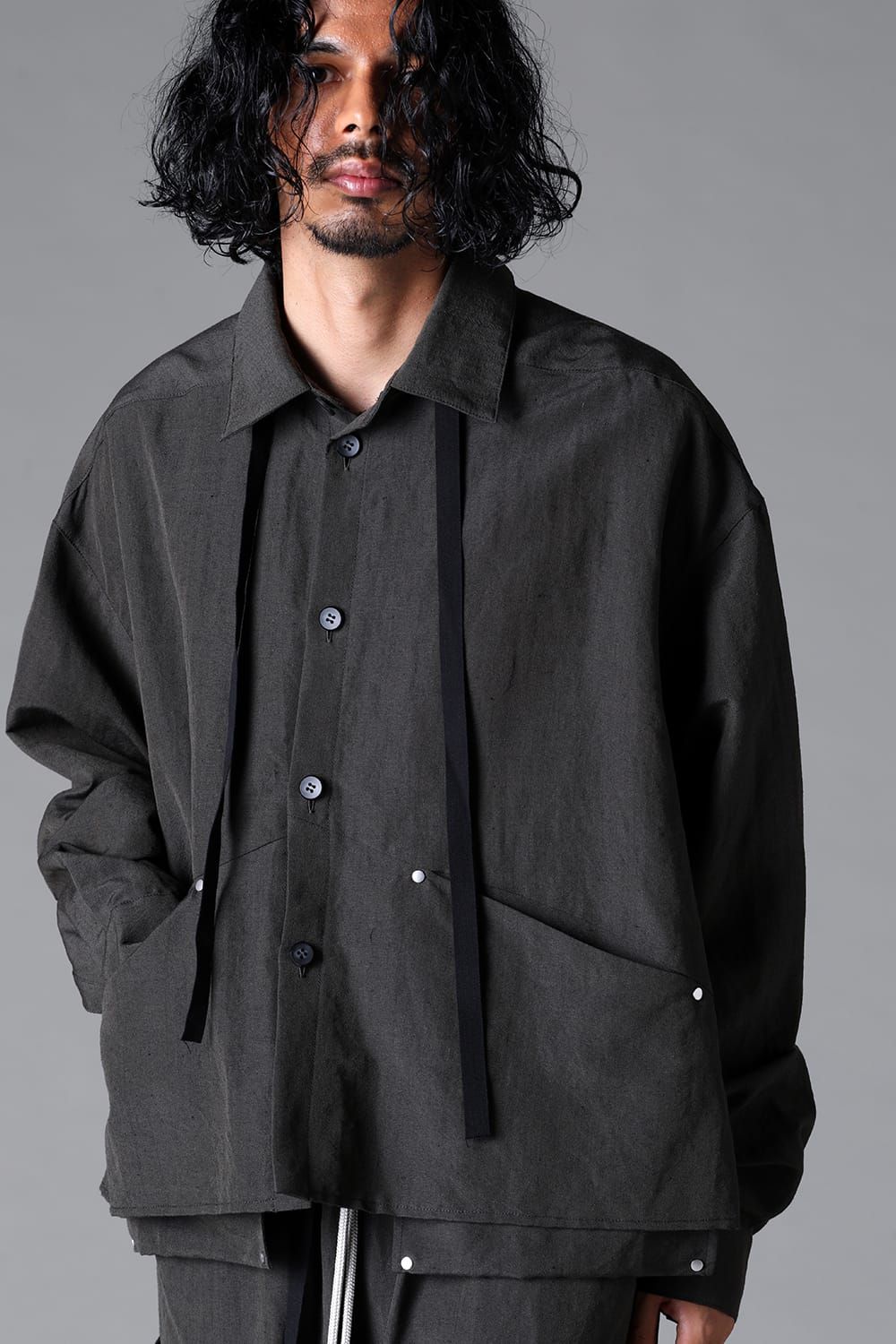 《2026SS先行予約》Wide Short Shirts"Black / Stone /Khaki /D.Grey / ST×GY" / ワイドショートシャツ"ブラック/ストーン/カーキ/ダークグレー/ストライプ×ダークグレー"