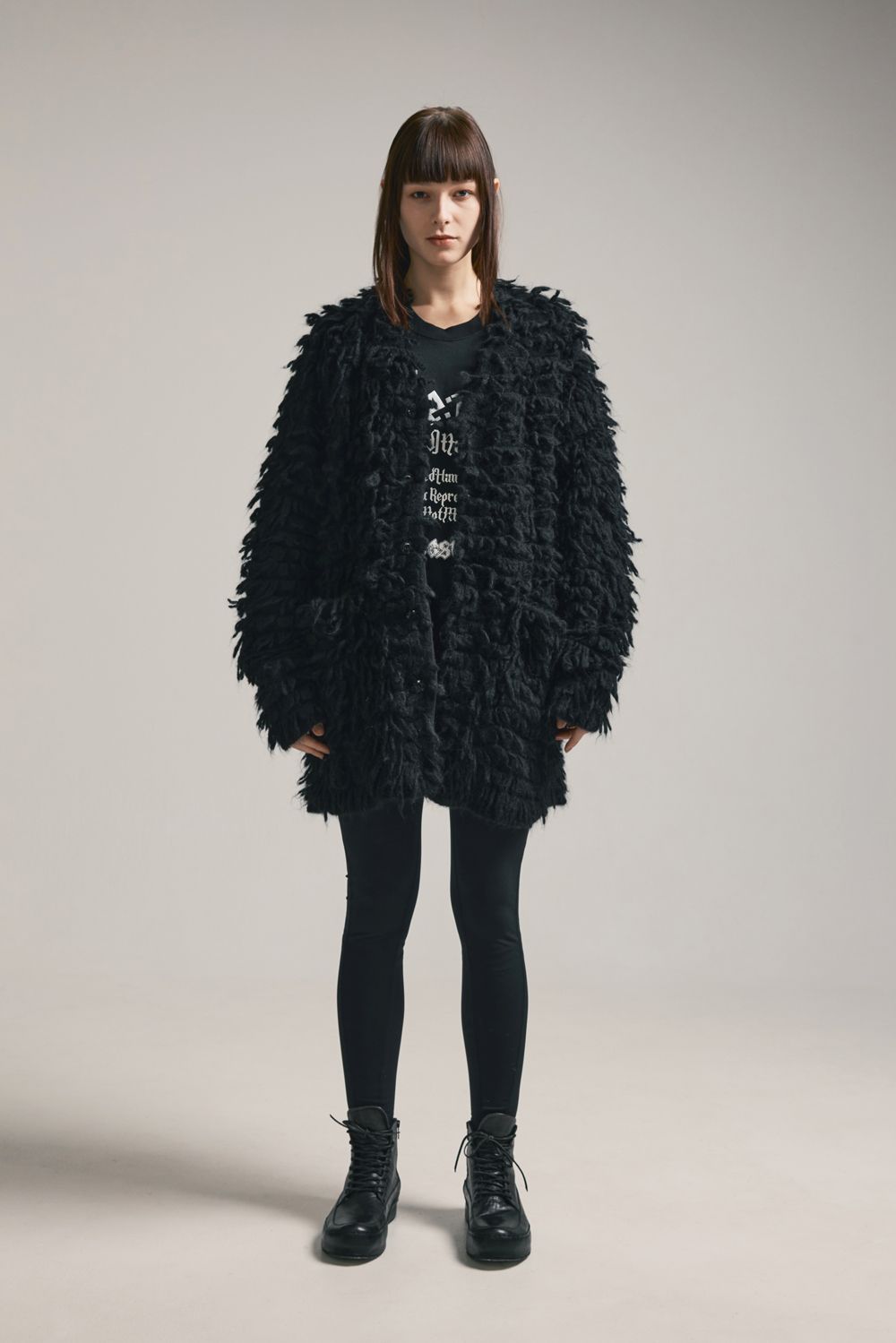 5GG Long Pile Knit Cardigan"Black" / ロングパイルニットカーディガン"ブラック"