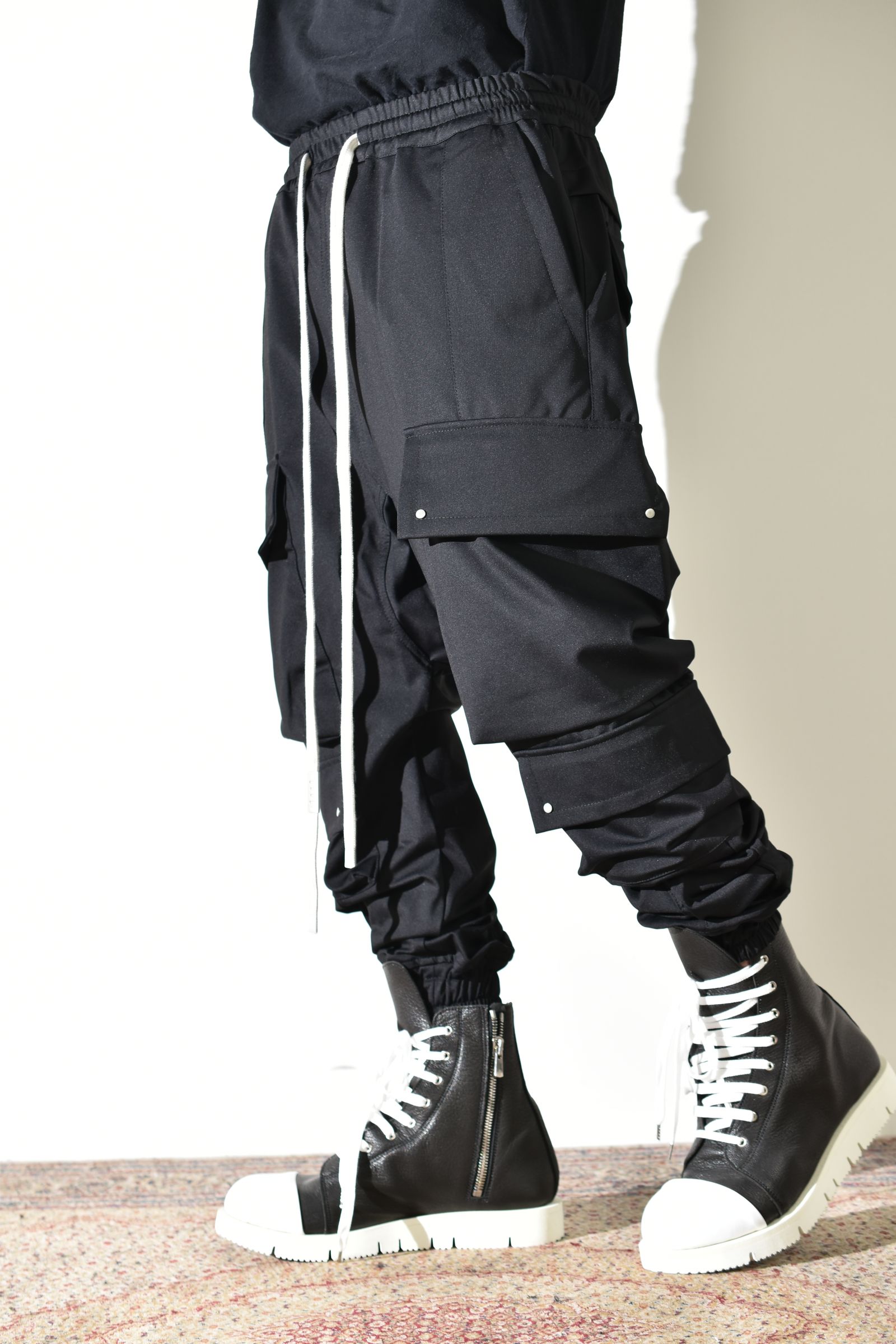Technical Nylon Military Sarrouel Easy Pants"Black" / テクニカルナイロンミリタリーサルエルイージーパンツ"ブラック"