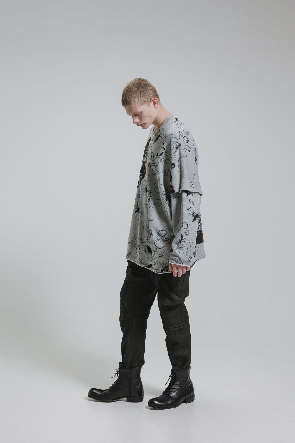 Sweat Oversize Print Pullover"Grey" / スウェットオーバープリントプルオーバー"グレー"