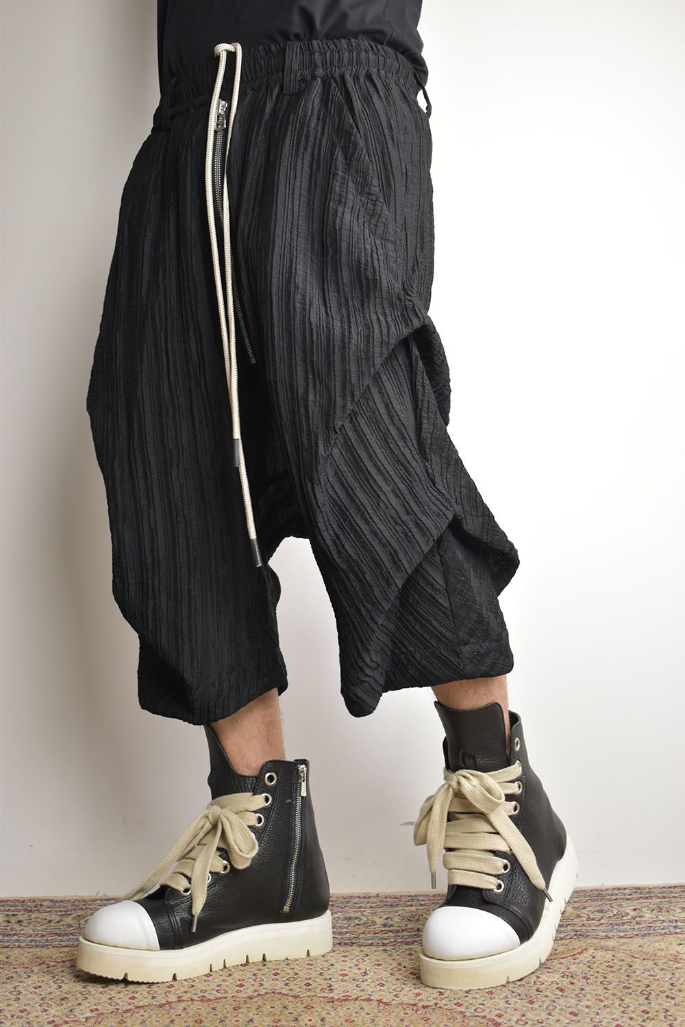 Sheer Yoryu Tuck Shorts"Black" / シアータックショーツ"ブラック"