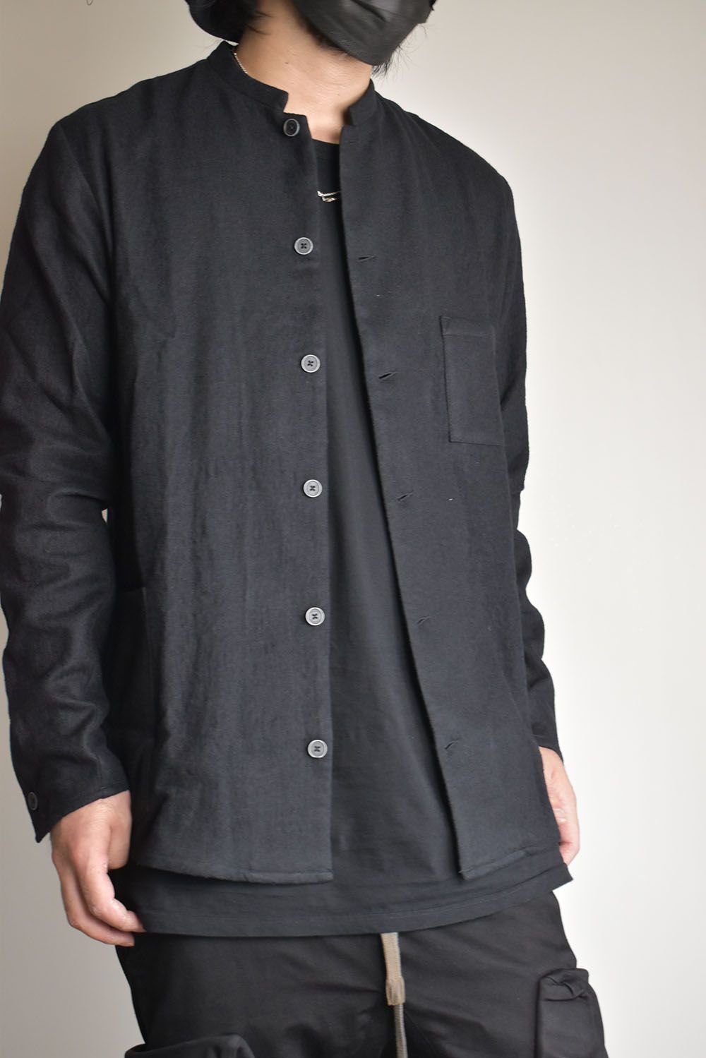 Stand Collar Shirts"Lamp Black"/スタンドカラーシャツ"ランプブラック"