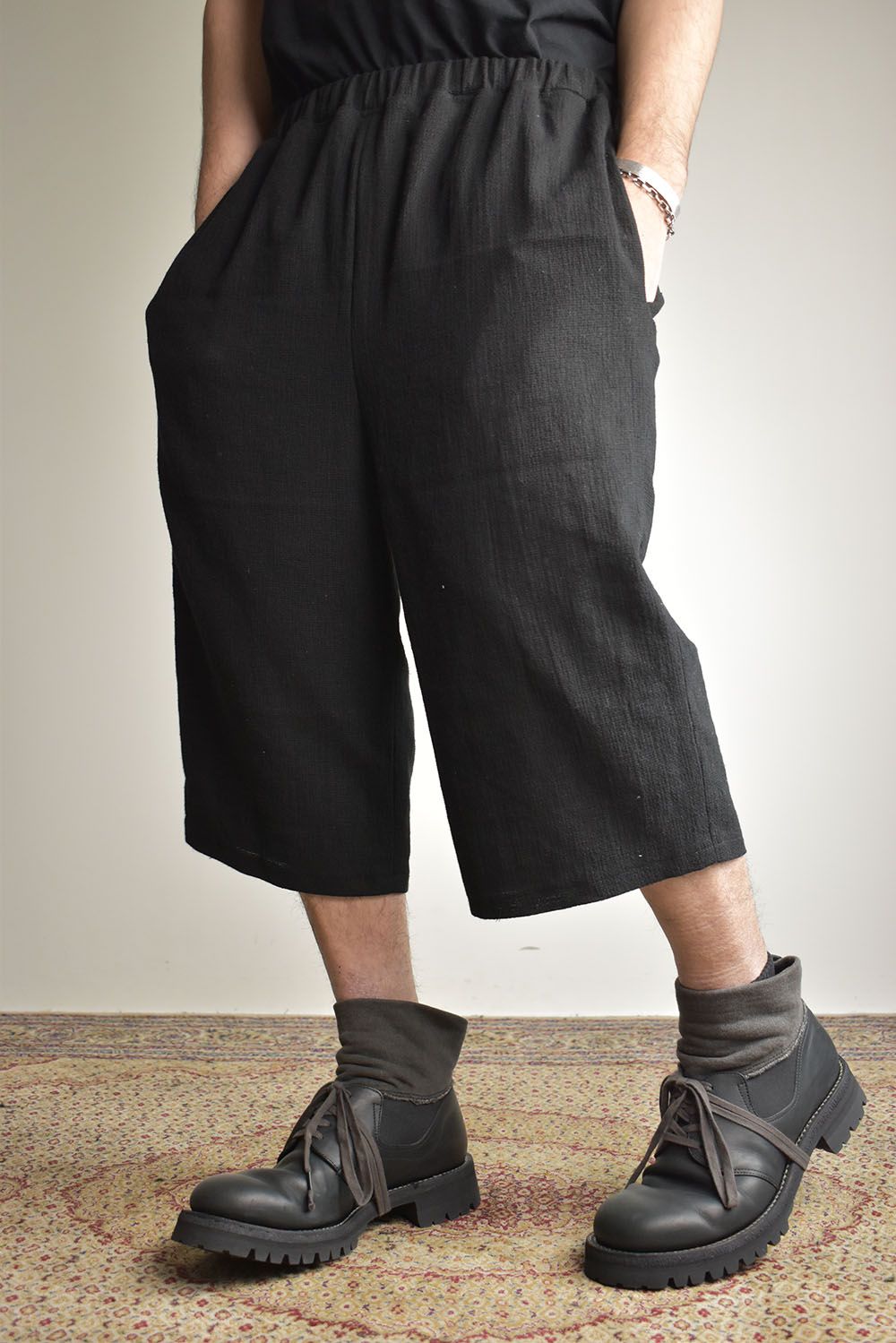 Linen Cotton Easy Wide Pants"Black" / リネンコットンイージーワイドパンツ"ブラック"