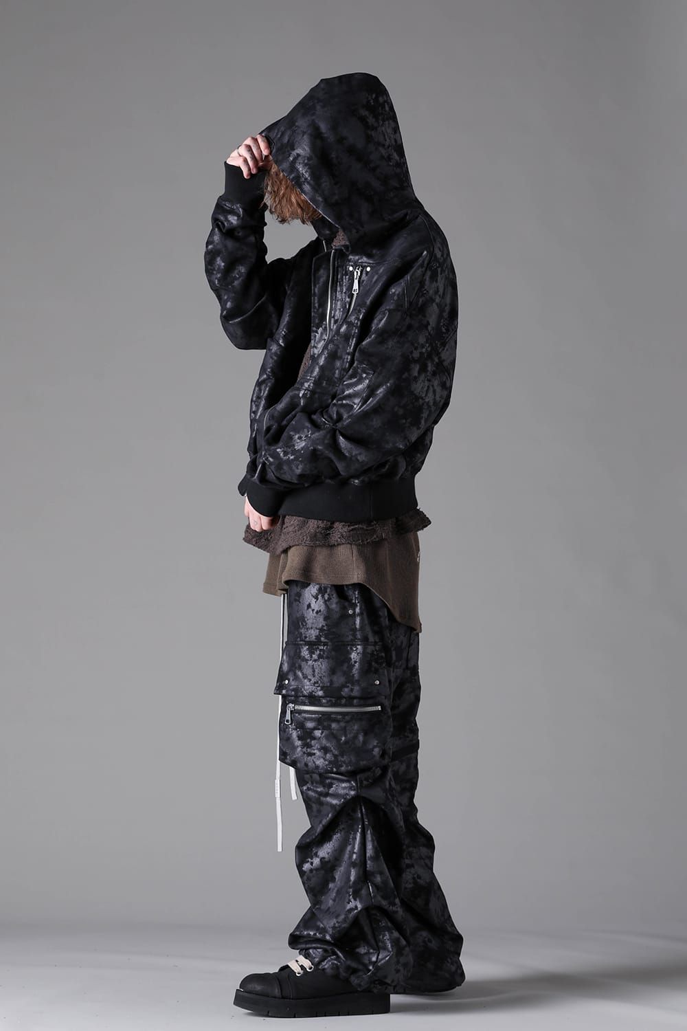 《2026AW先行予約》Sweat Cargo Tuck Wide Pants"Black / L.Grey" / スウェットカーゴタックワイドパンツ"ブラック/ライトグレー"