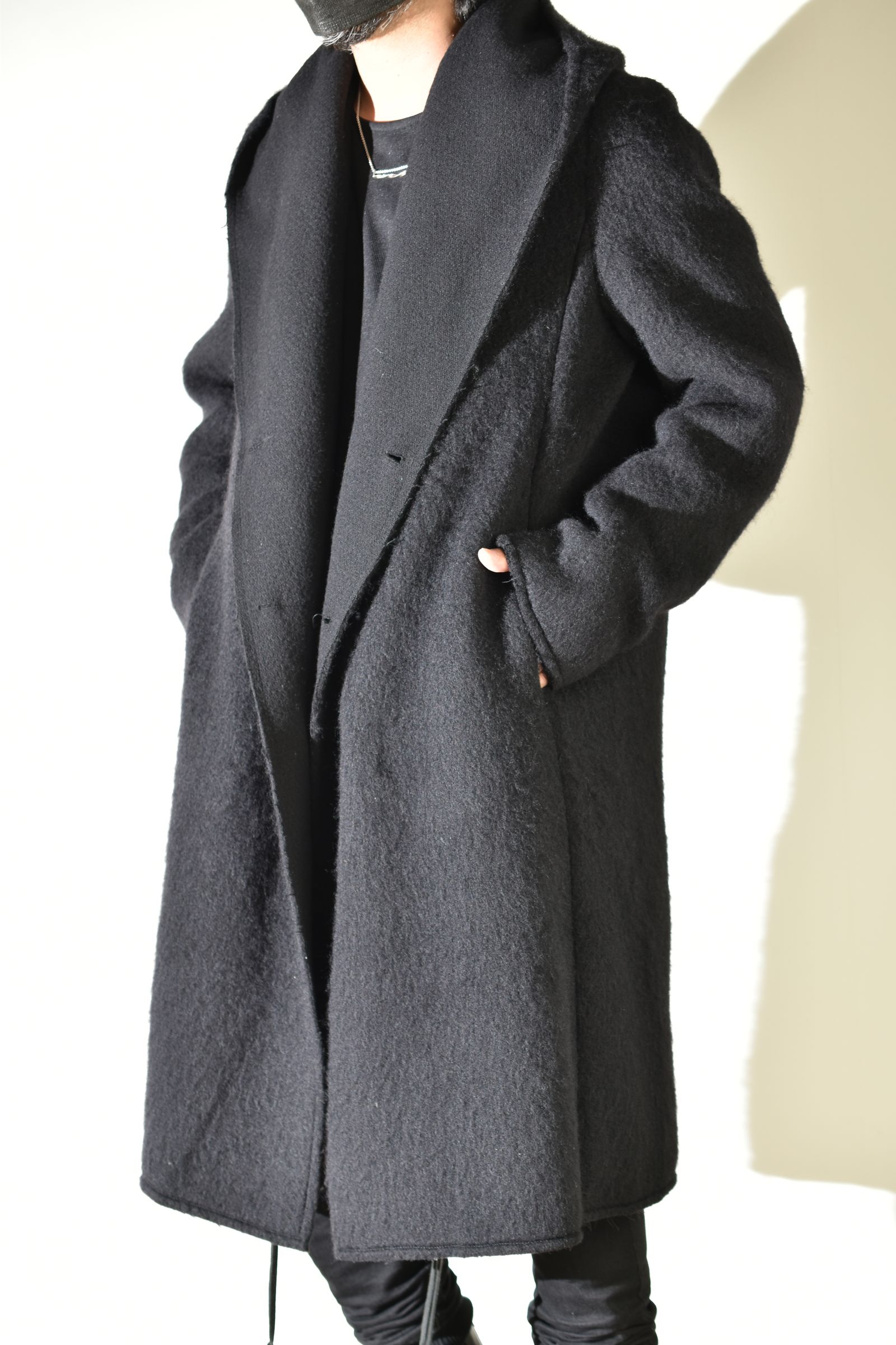 Shawl Collar Hoodie Coat "Black" / ショールカラーフーディコート"ブラック"