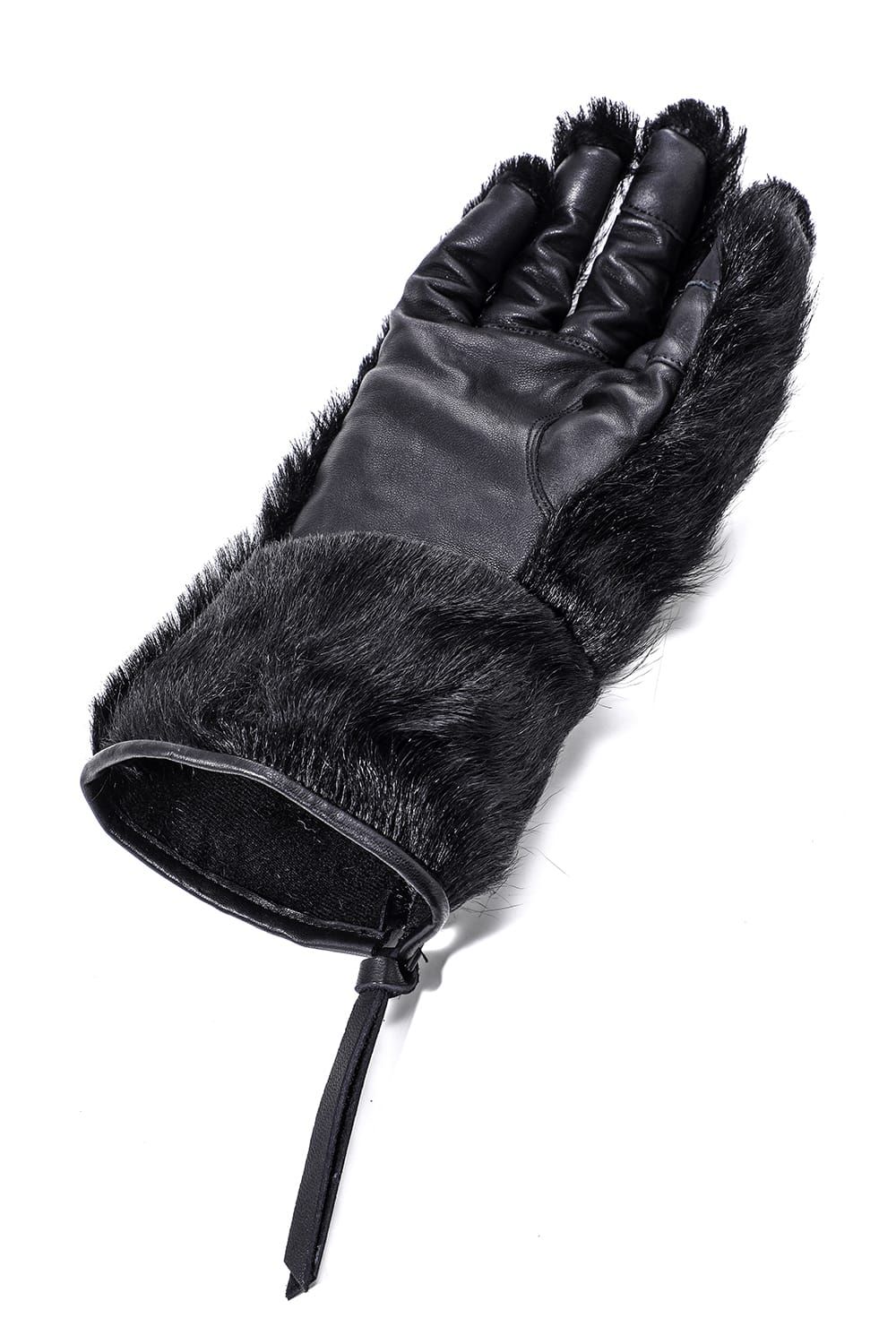 Goatfur and Horsehide Combination Gloves"Black" / ゴートファー×ホースレザーコンビネーショングローブ"ブラック"