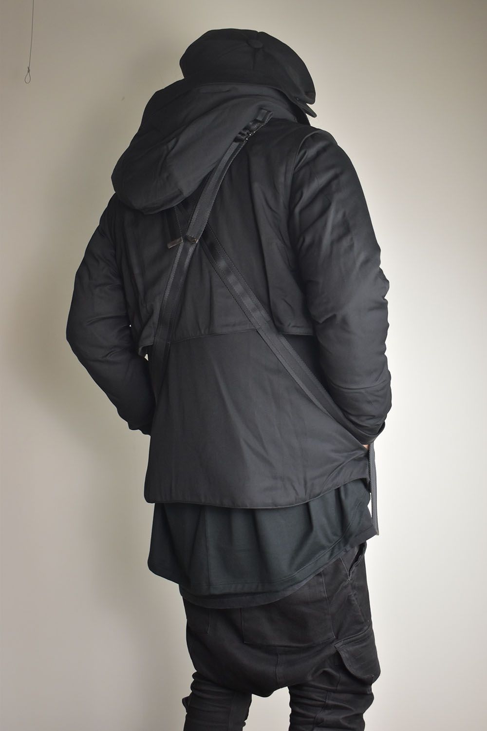 Rayon Twill Vest Hooded Down Jacket "Black" / レーヨンツイルベスト/フードアタッチドダウンジャケット"ブラック"