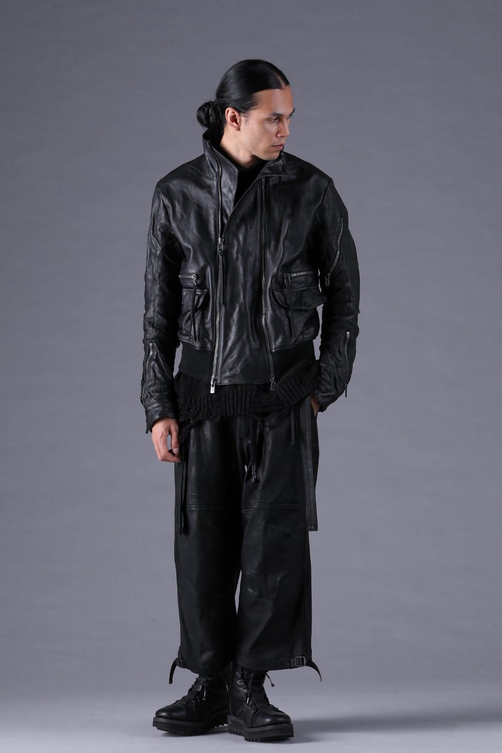 《2027SS先行予約分》Horse Leather Double-Zip Bomber Jacket"Black" / ホースレザーダブルジップボンバージャケット "ブラック"