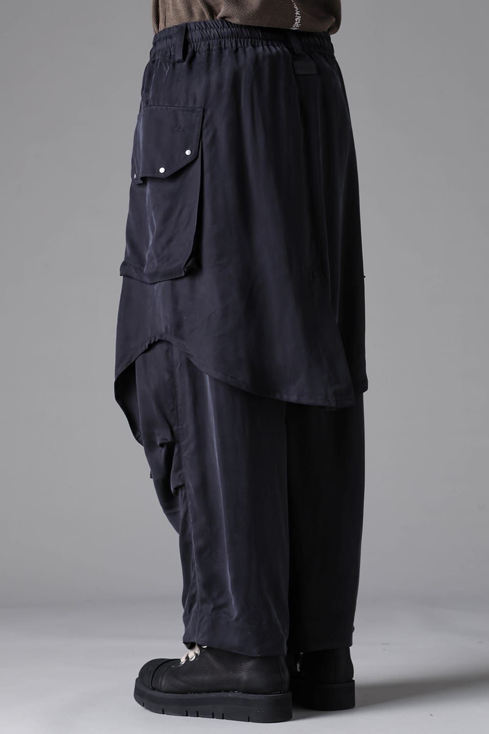 《2026AW先行予約》Satin Warp Skirt Wide Pants"Black" / サテンラップスカートワイドパンツ"ブラック"