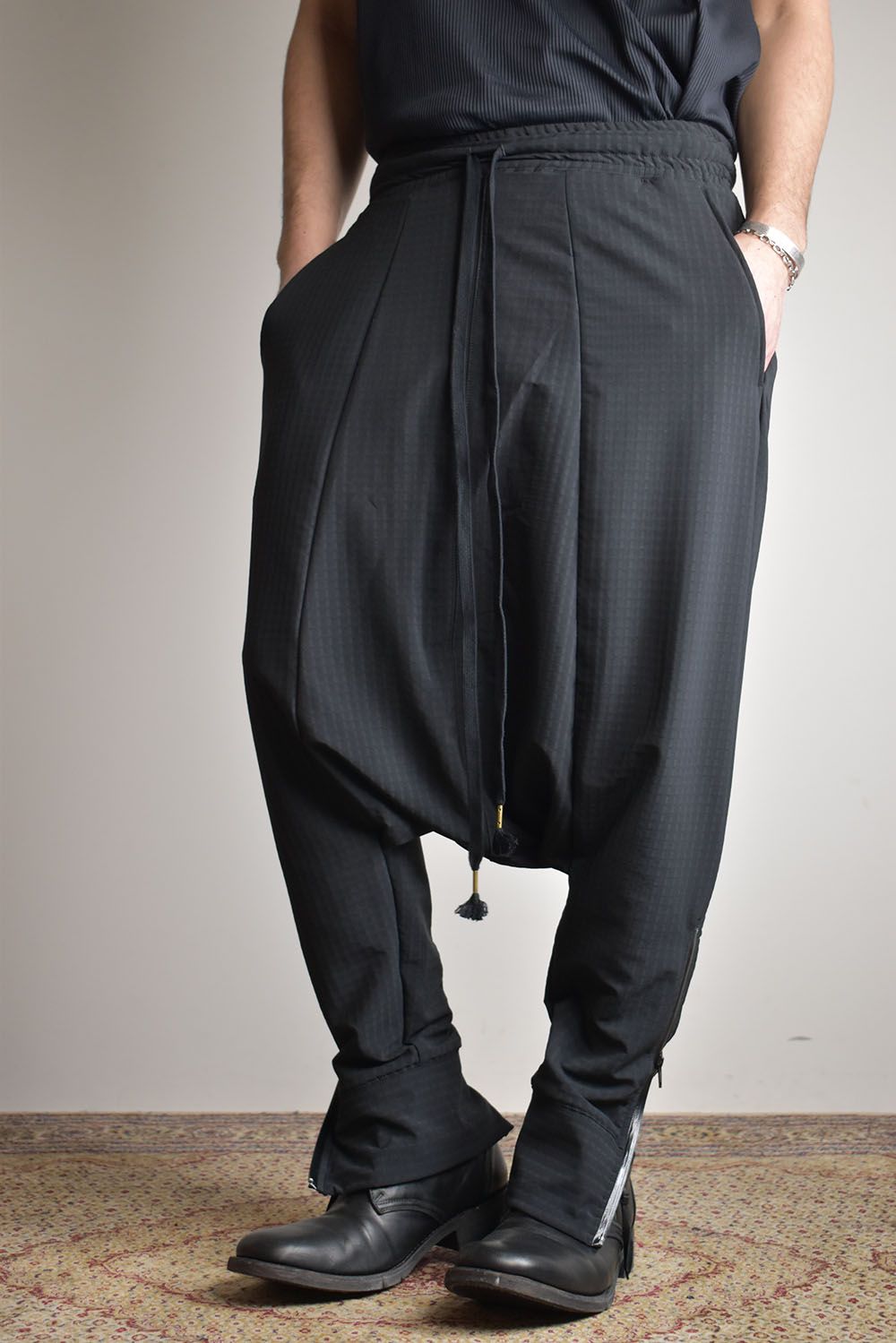 Storm Fleece Low Crotch Sarrouel Pants"Balck"/ストームフリースロークロッチサルエルパンツ"ブラック"