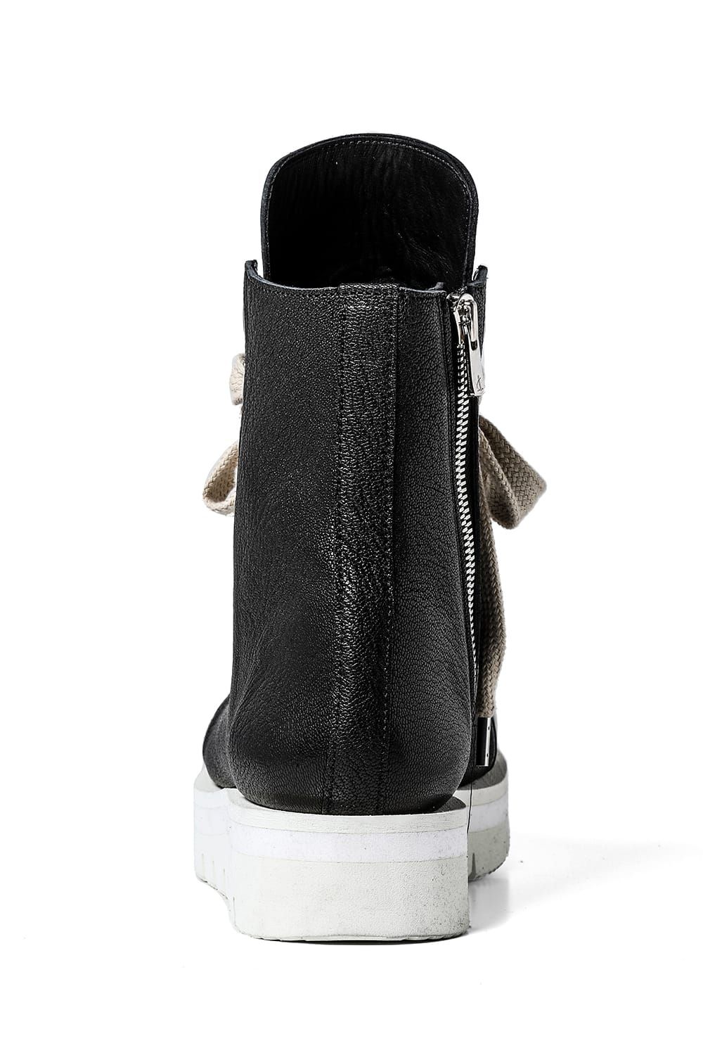 《2027SS先行予約分》 Fat Laces Leather Sneaker Boots "Black × White" / ファットレースレザースニーカーブーツ"ブラック×ホワイト"
