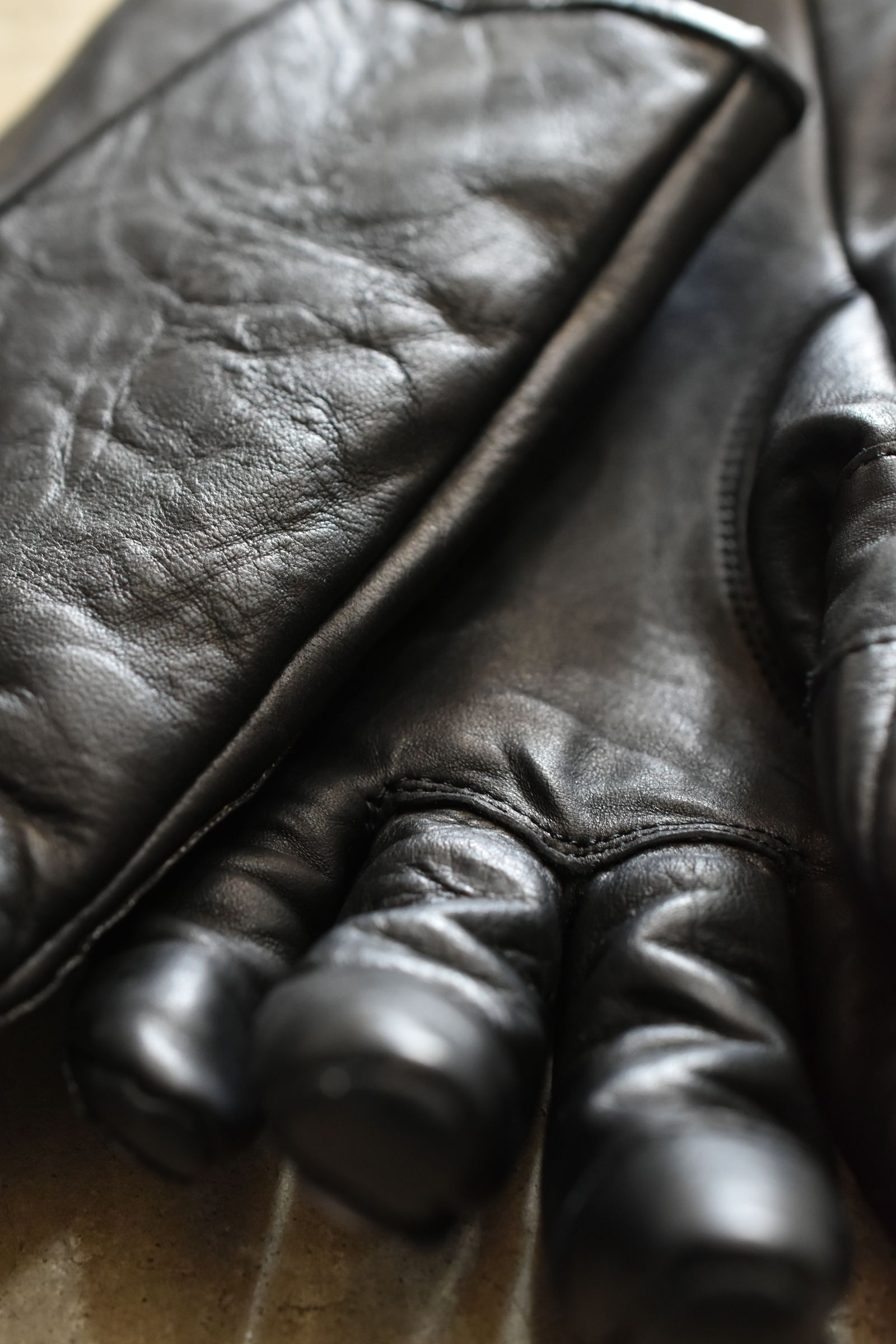 Horse Leather Embroidered Bone Gloves"Black" / ホースレザー刺繍ボーングローブ"ブラック"