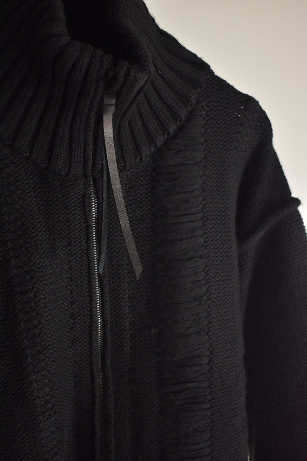 Damage Stripe Knit Cropped Jacket "Black" / ダメージストライプニットクロップドジャケット"ブラック"