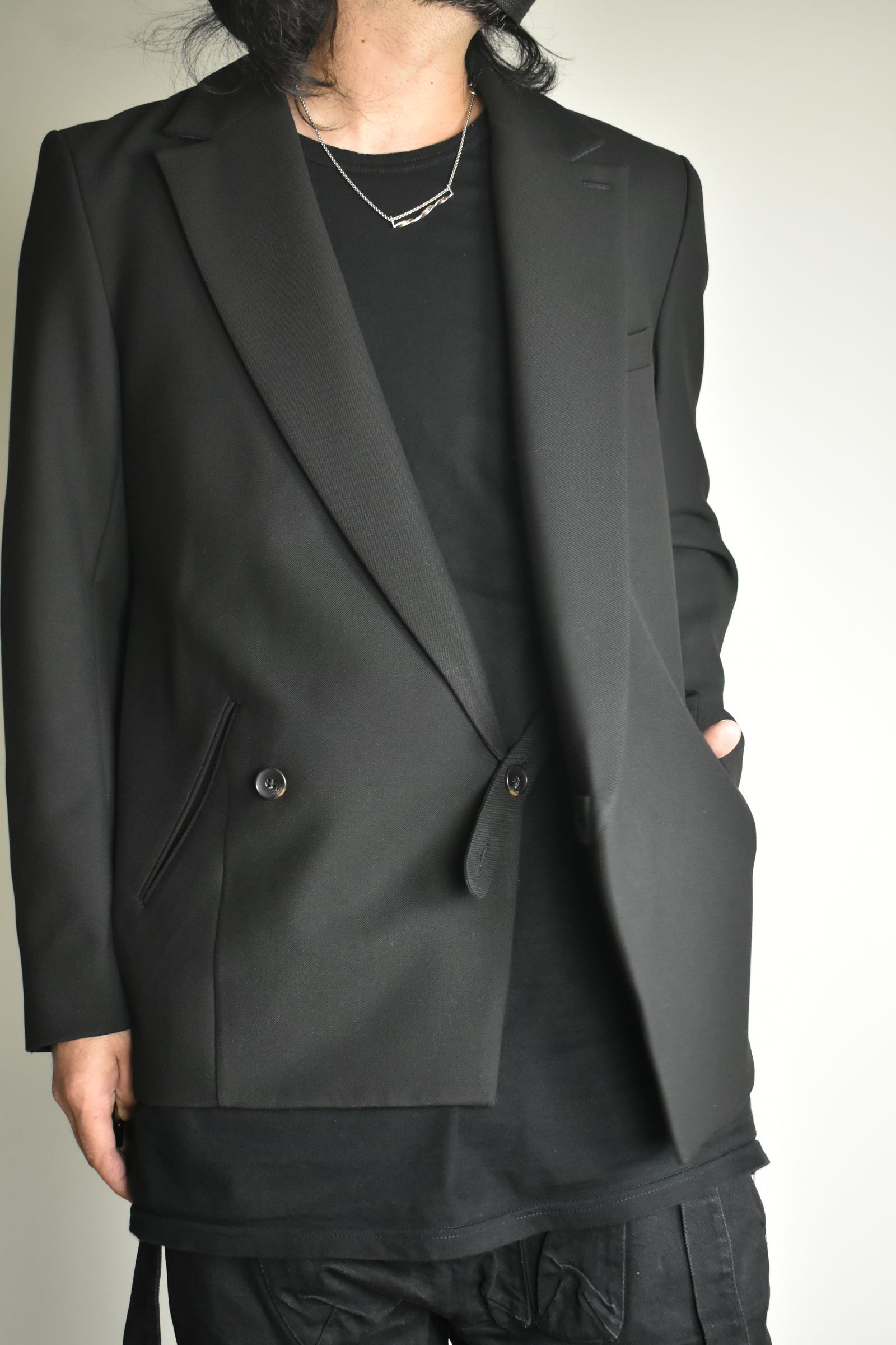 Notch Lapel Double Breasted Tailored Jacket "Black" / ノッチドラペルダブルブレストテーラードジャケット"ブラック"