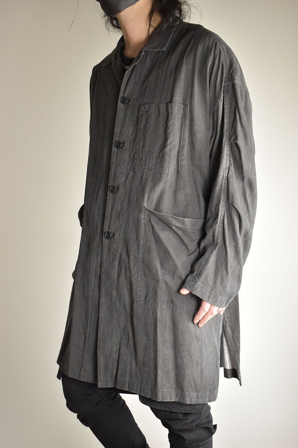 Pigmented Viera Shop Coat"Charcoal" / 顔料刷りビエラショップコート"チャコール"