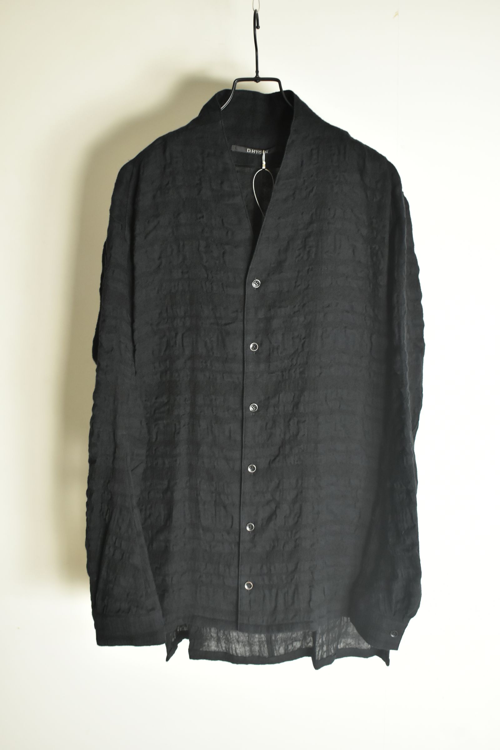 Shadow Check Shawl Collar Shirt"Black" / シャドウチェックショールカラーシャツ"ブラック"
