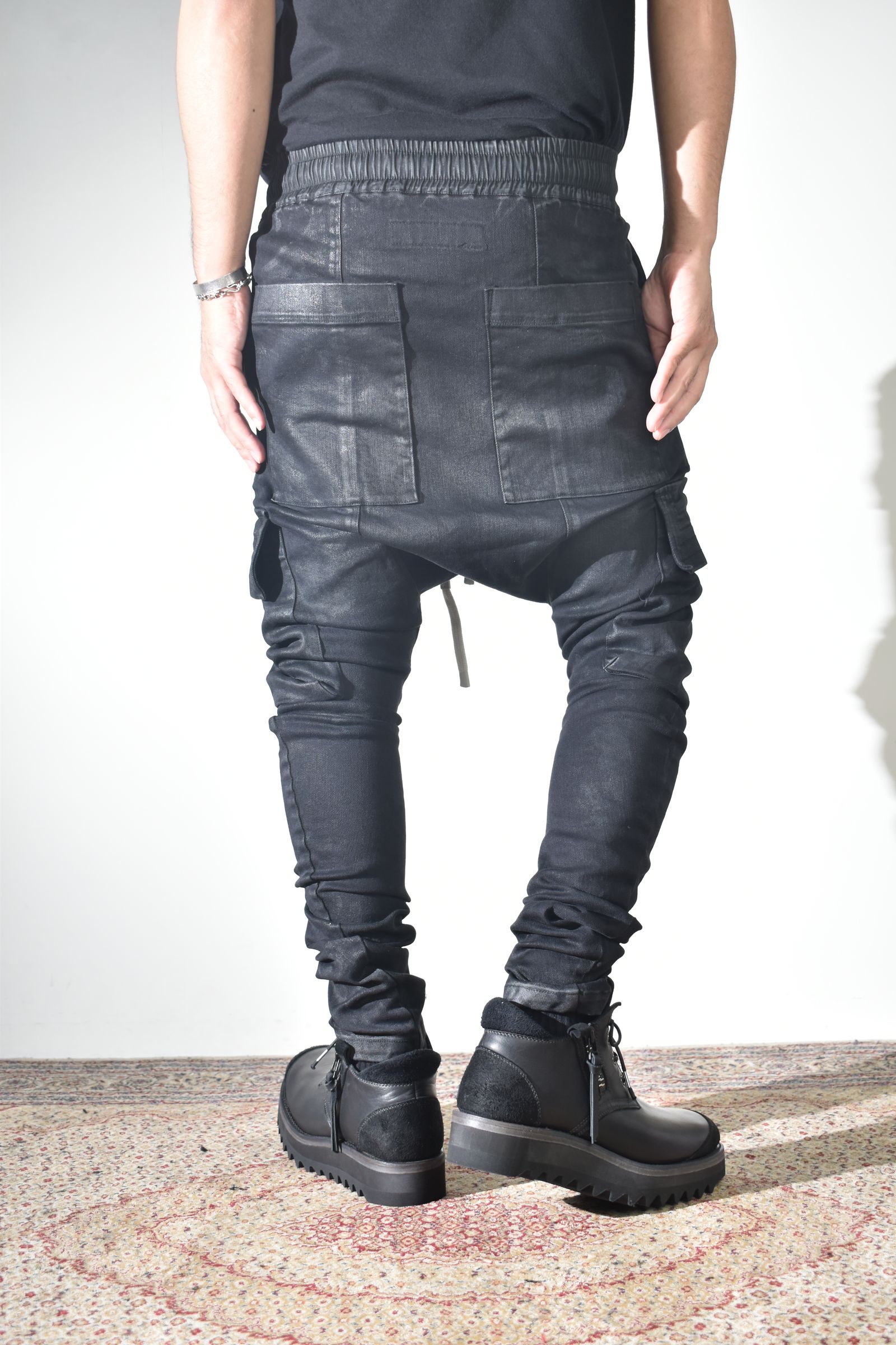 Coating Cargo Saroel Skinny"Black" / コーティングサルエルカーゴスキニー"ブラック"