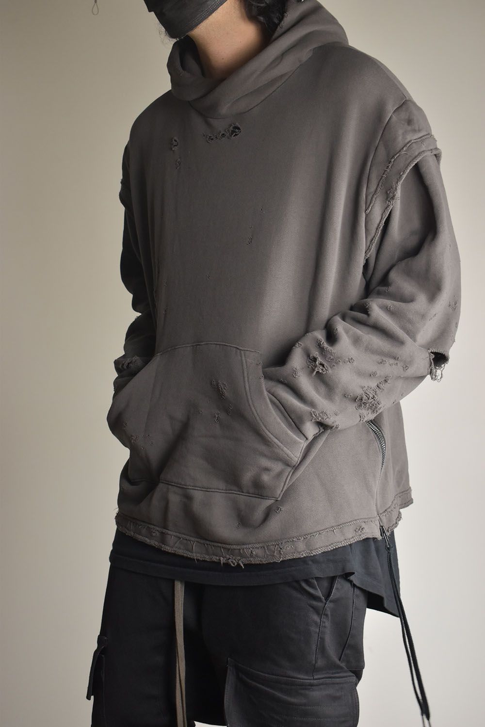 Untwisted Sweat Oversized Pullover Hoodie "Charcoal" / 無撚糸裏毛オーバーサイズプルオーバーフーディー"チャコール"