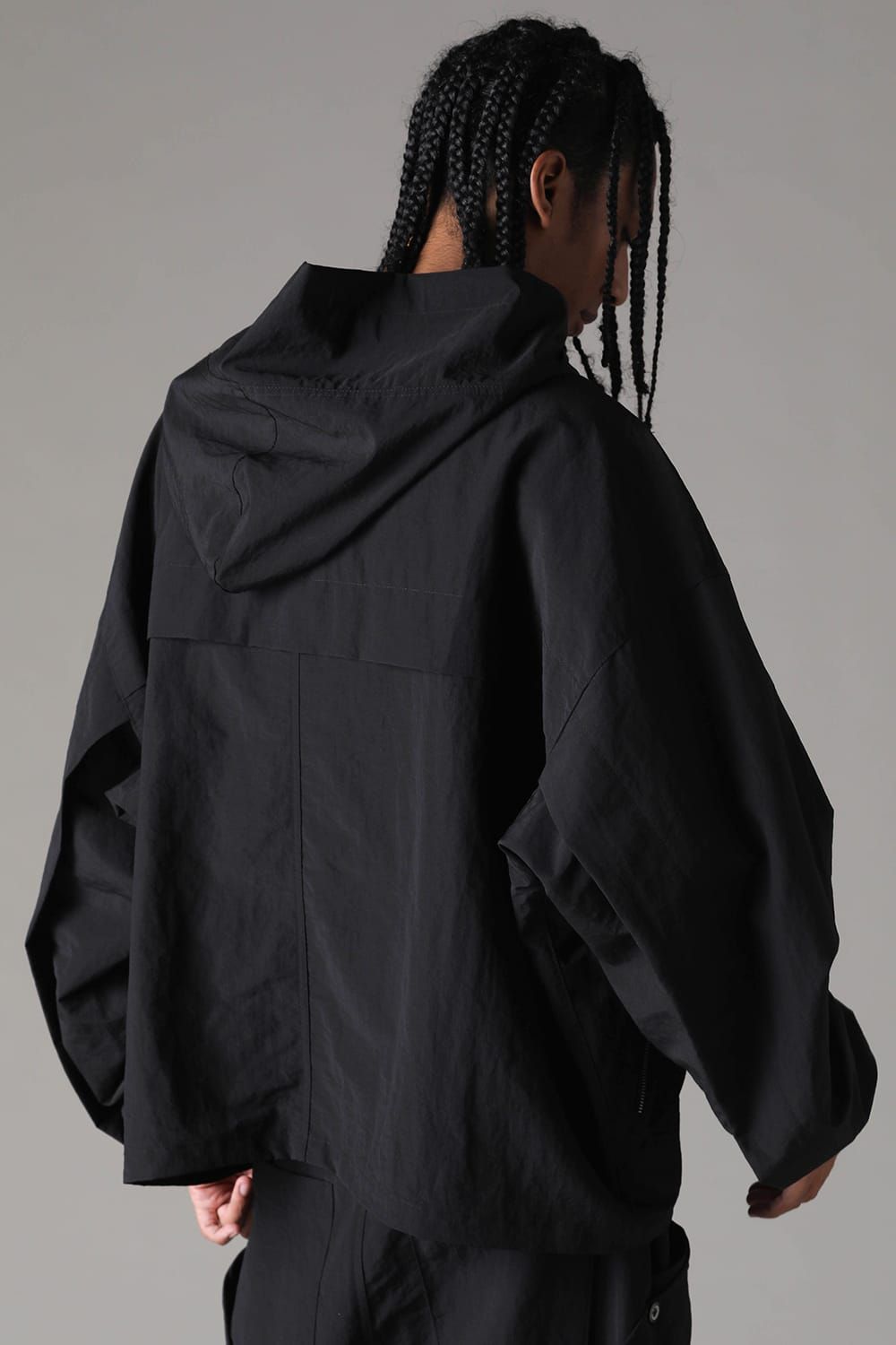 《2027SS先行予約》Rayon Nylon Hoodie Blouson "Black / Grey / L.Khaki" /レーヨンナイロンフーディブルゾン"ブラック/グレー/ライトカーキ"