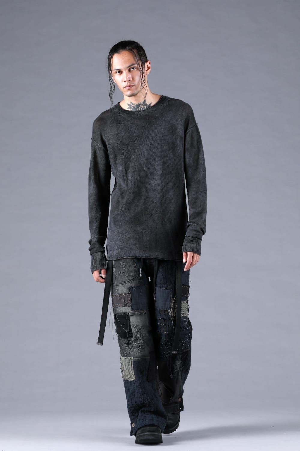 7G Paper Yarn Knit Pullover"Black" / 7Gペーパーヤーンニットプルオーバー"ブラック"