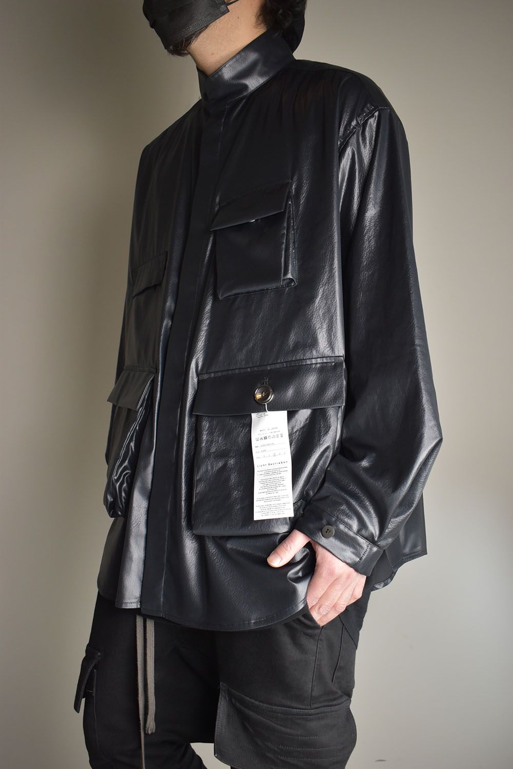 Fake Fake Leather Shirts Jacket"Black" / フェイクフェイクレザーシャツジャケット"ブラック"