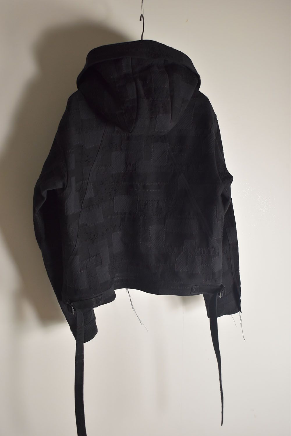 Crust Patchwork Jacquard Hood Attached Jacket "Black" / クラストパッチワークジャガードフードアタッチドジャケット"ブラック"