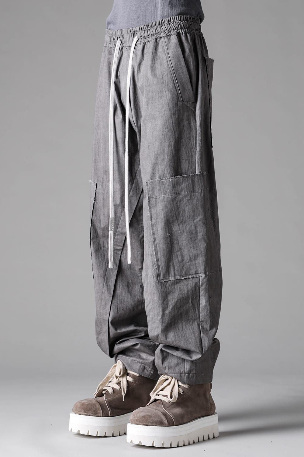 《2027SS先行予約》Sumi Dyed Wide Cargo Pants"Grey / L.Grey" / 墨染ワイドカーゴパンツ"グレー/ライトグレー"