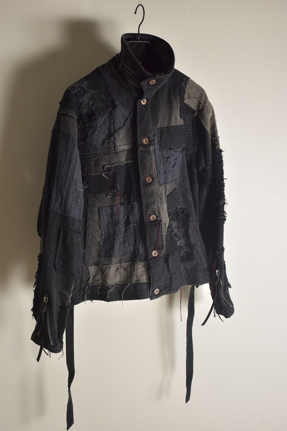 Crust Damage Repair Sashiko Jacquard Jacket "Black" / クラストダメージリペア刺子ジャガードジャケット"ブラック"