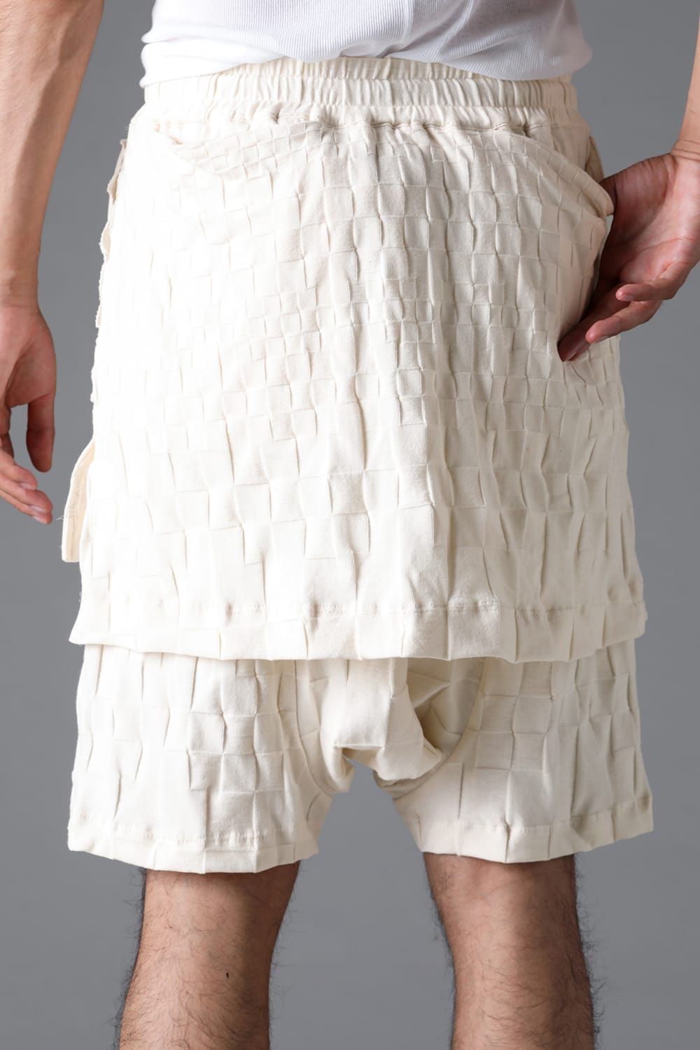 《2026SS先行予約》Gradient Plaid Pattern Layered Shorts"Black / Cream" / グラデーションチェックパターンレイヤードショーツ"ブラック/クリーム"