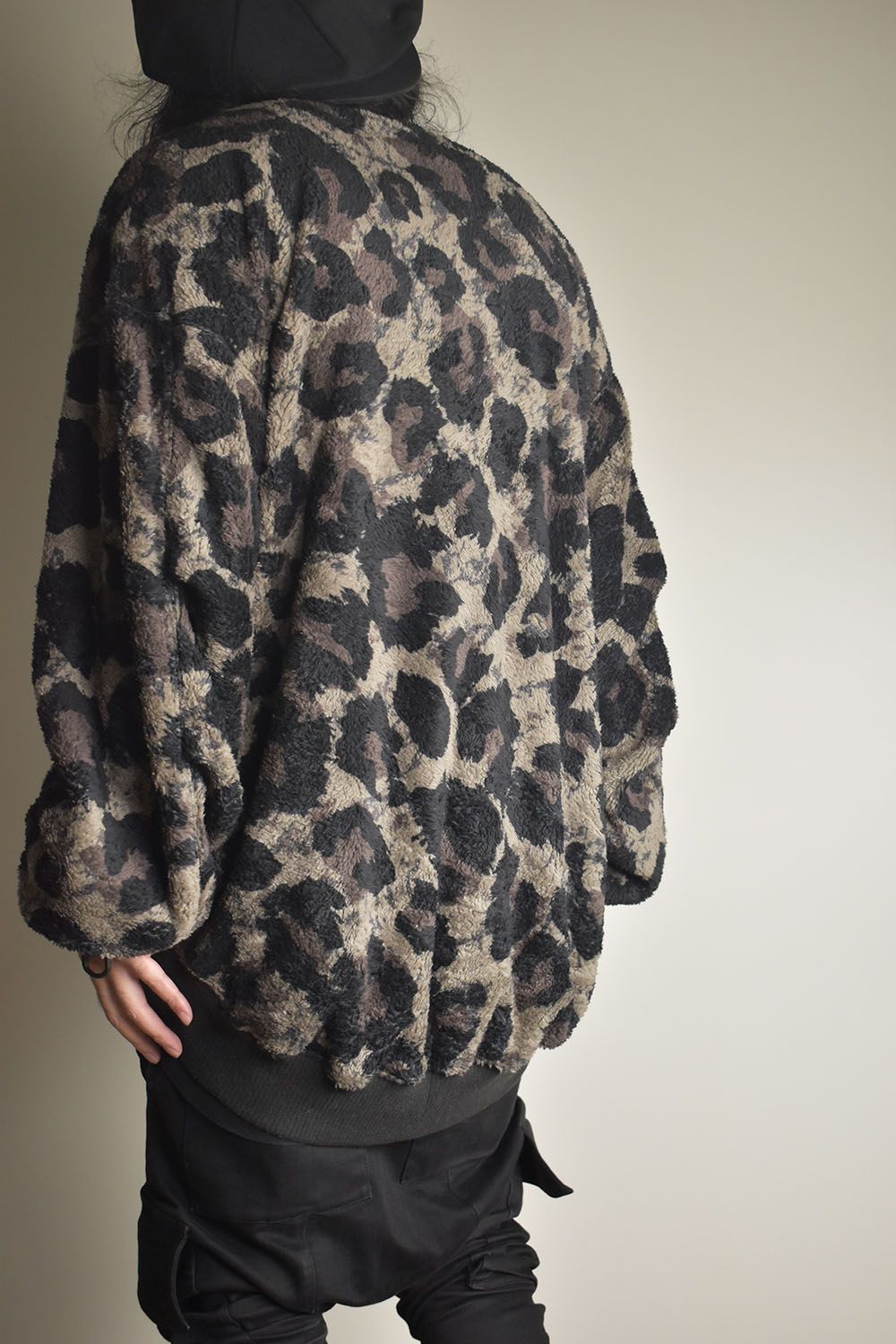 Large Leopard Fleece Cardigan "Dark Leopard" / ラージレオパードフリースカーディガン"ダークレオパード"