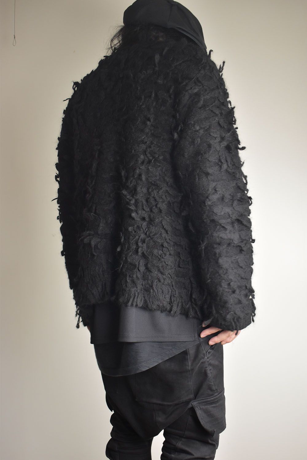 5GG Long Pile Knit Cardigan"Black" / ロングパイルニットカーディガン"ブラック"