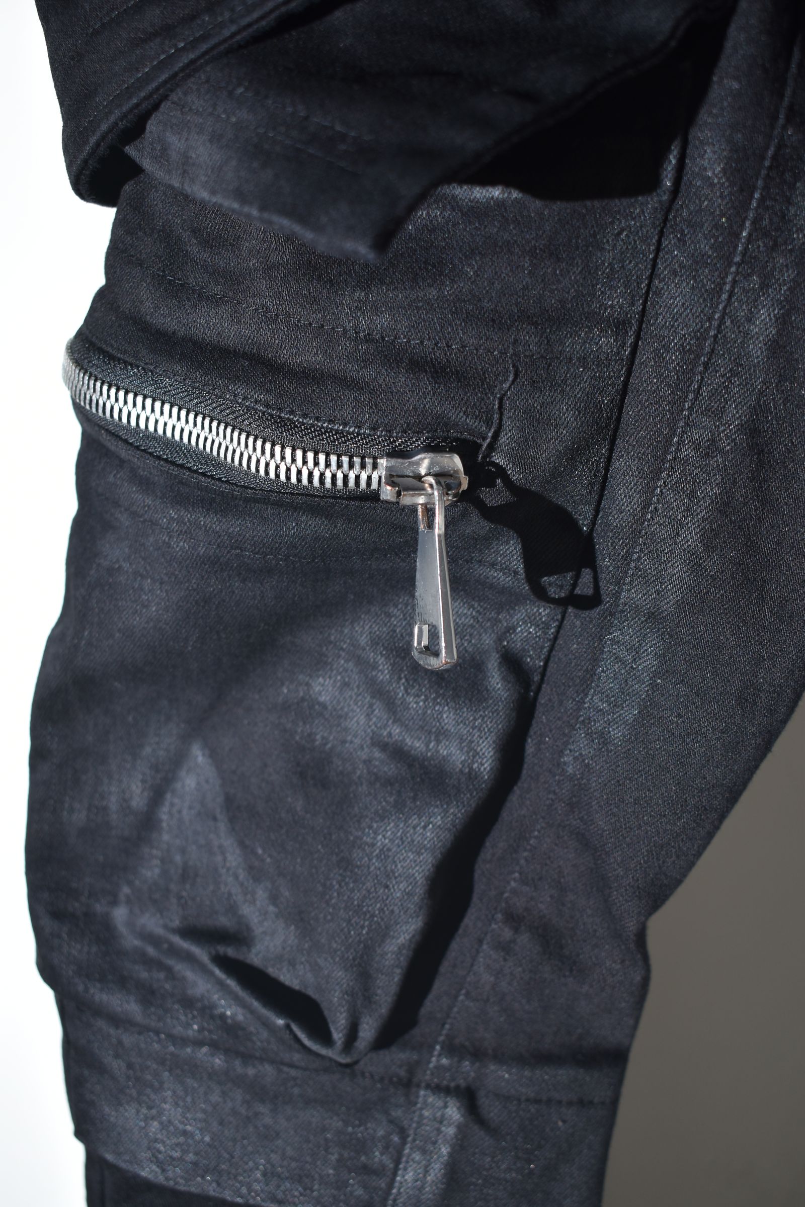 Strtch Denim Coatiing Cargo Sarouel Skinny"Black" / ストレッチデニムコーティングカーゴサルエルスキニー"ブラック"