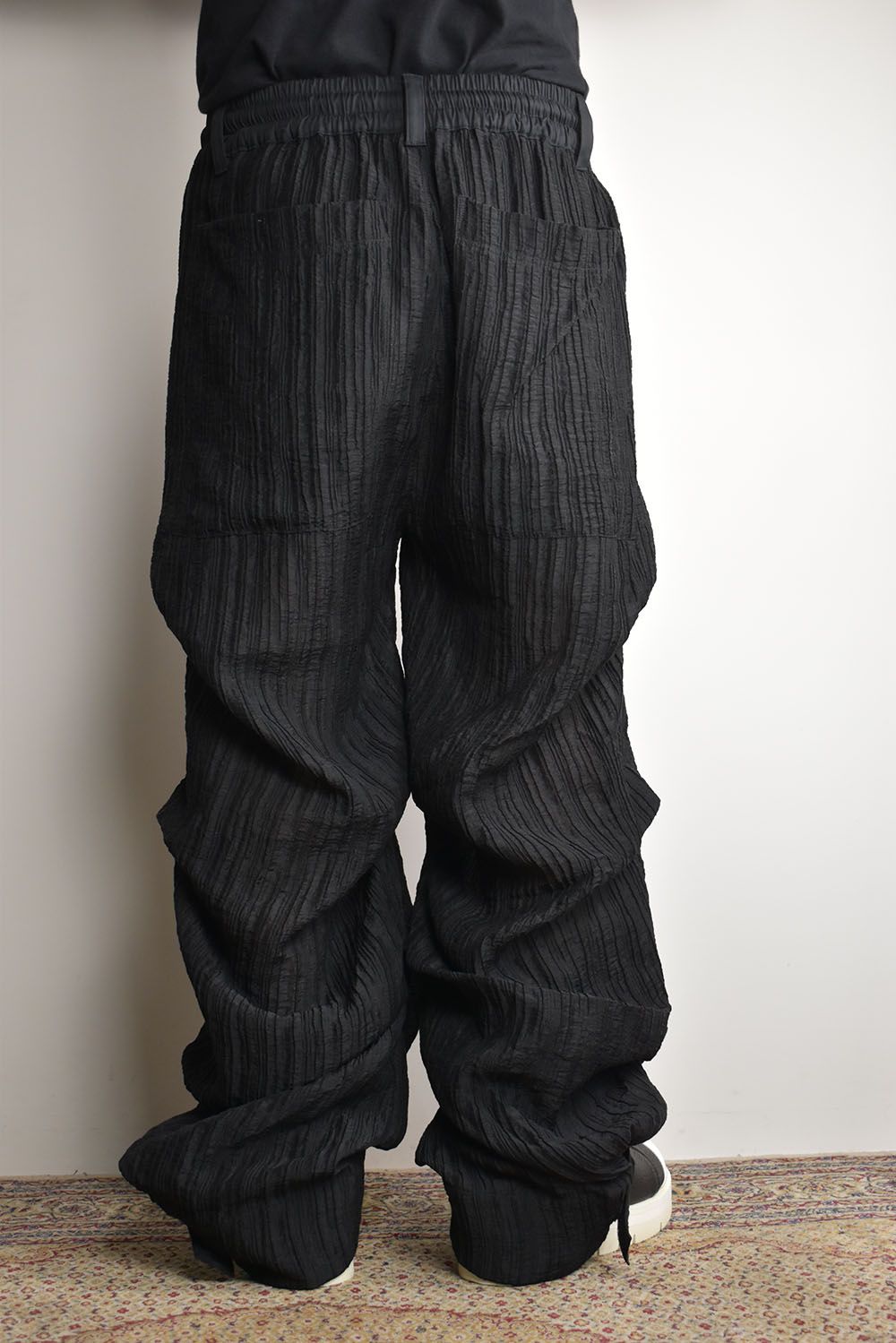 Sheer Yoryu Tuck Baggy Pants"Black"/シアータックバギーパンツ"ブラック"