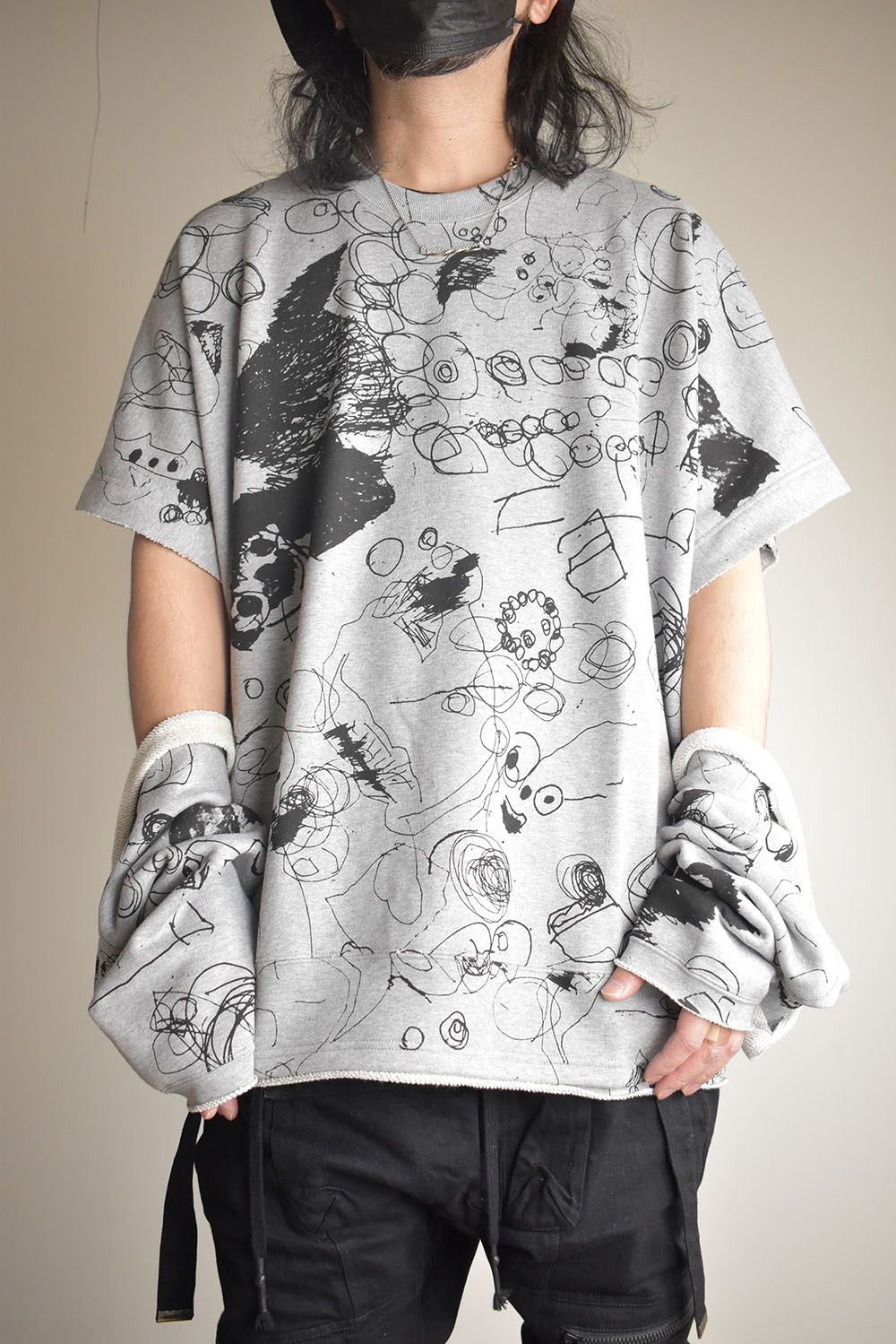 Sweat Oversize Print Pullover"Grey" / スウェットオーバープリントプルオーバー"グレー"