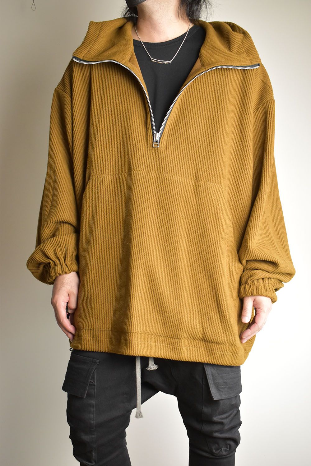 Kint Corduroy Hoodie"Camel" / ニットコーデュロイフーディ"キャメル"