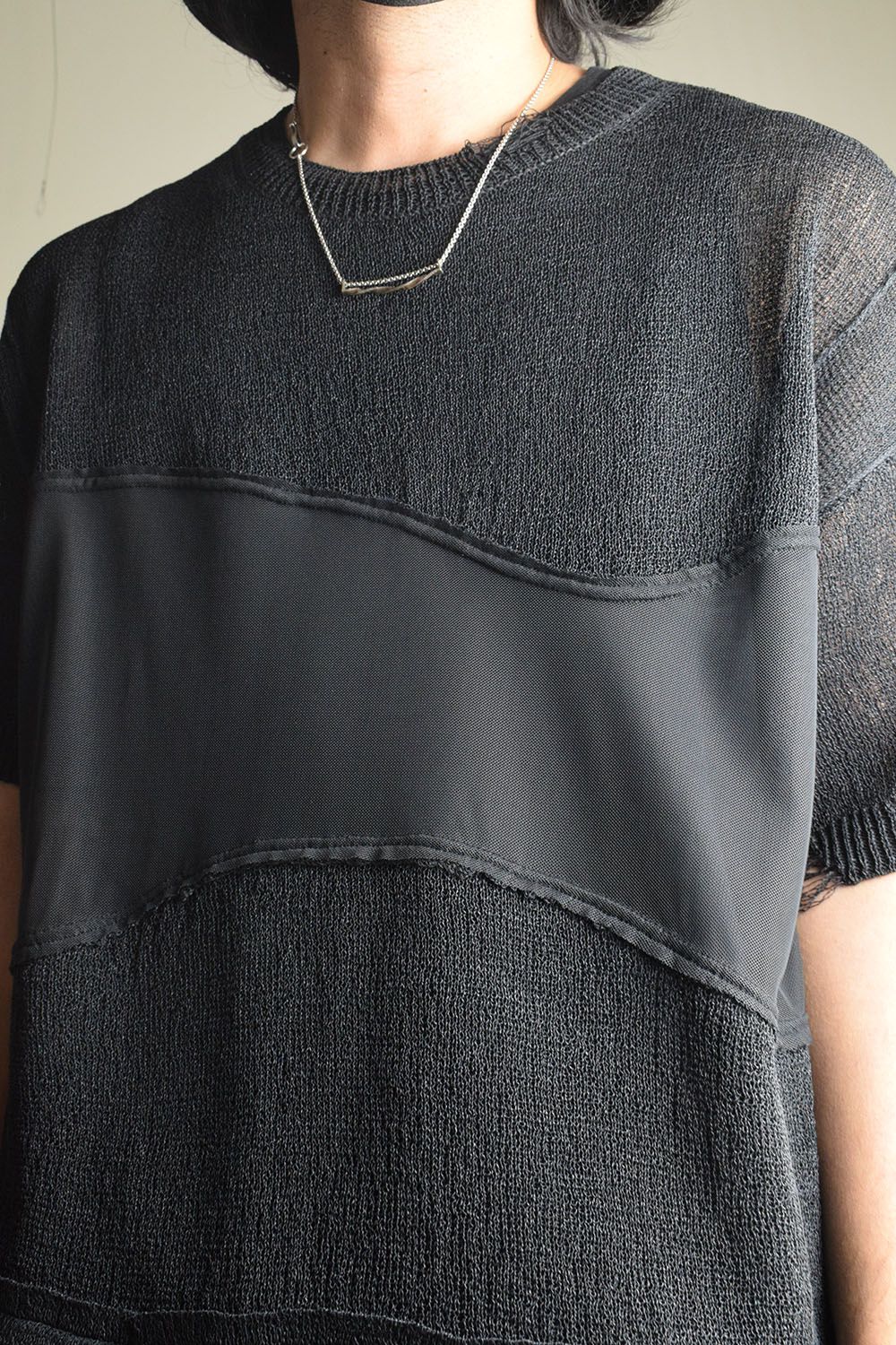 Dock Reverse Knit Tee"Black" / ドッキングリバースニットTee"Black"