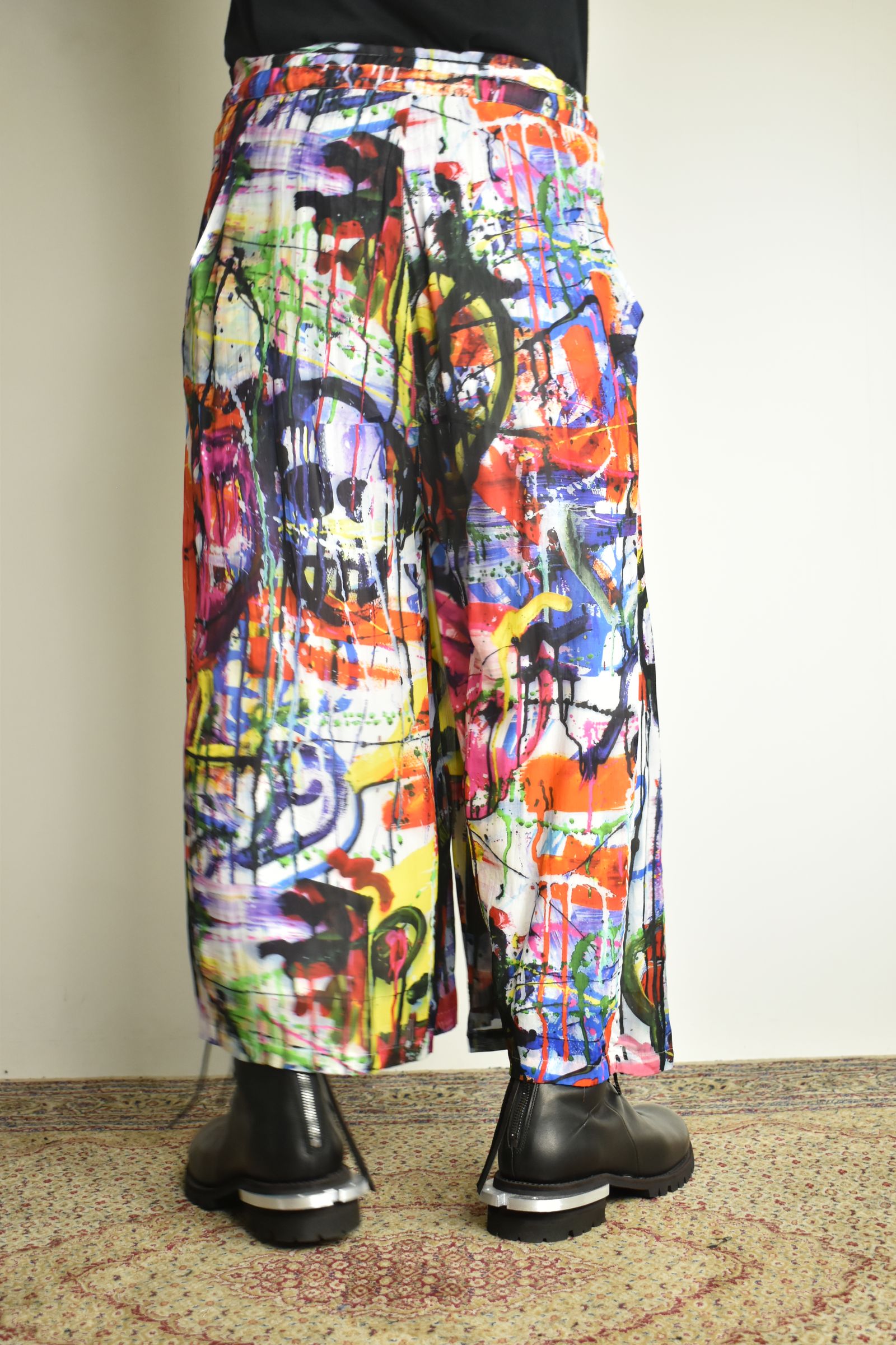 Rayon Chiffon Inkjet Print Wide Cropped Easy Pants"Color Print" / レーヨンシフォンインクジェットプリントワイドクロップドイージーパンツ"カラープリント"