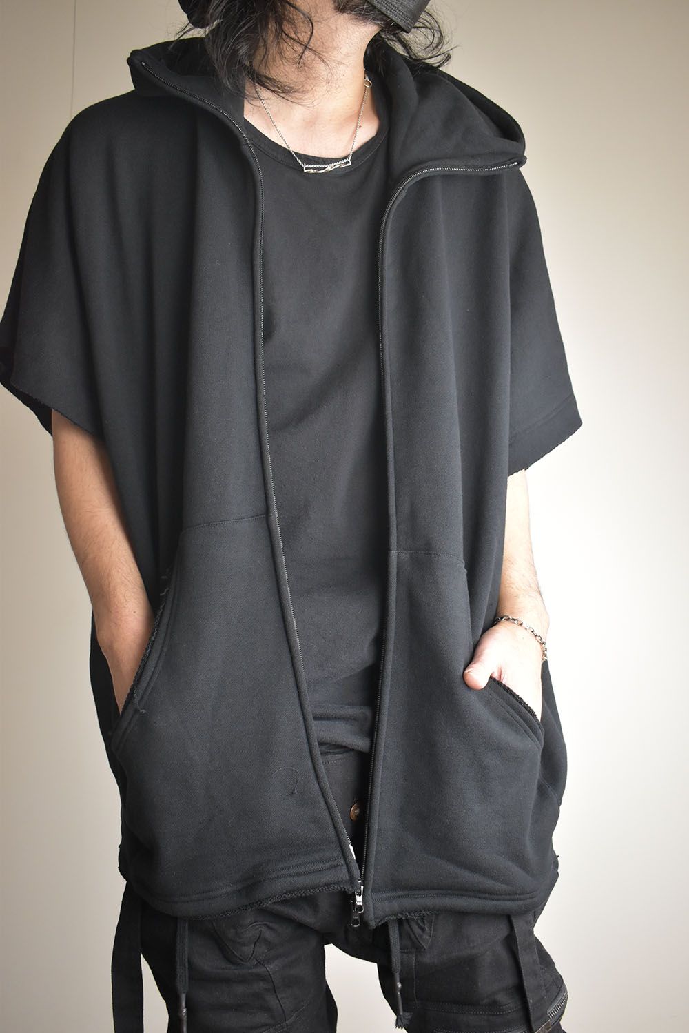 Sweat Oversize Zip Up Hoodie"Black" / スウェットオーバーサイズジップアップパーカ"ブラック"
