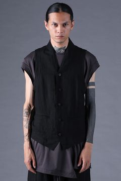 《2027SS先行予約分》Bamboo Linen Shawl-Collar Vest"Black" / バンブーリネンショールカラーベスト"ブラック"