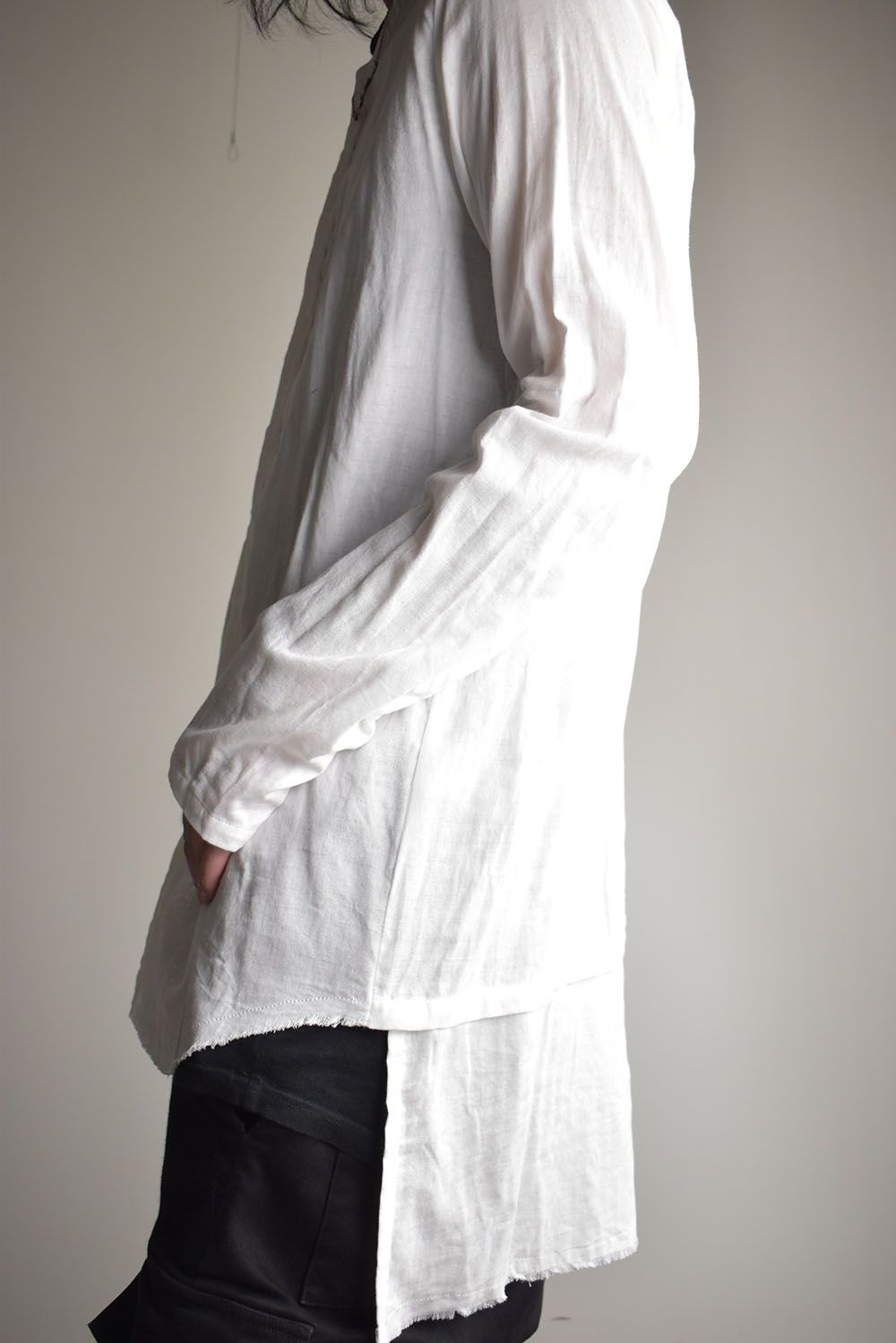 Round Neck Reversible Gauze Shirt"Off White" / ラウンドネックリバーシブルガーゼシャツ"オフホワイト"