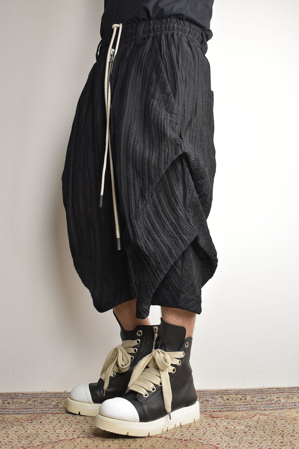 Sheer Yoryu Tuck Shorts"Black" / シアータックショーツ"ブラック"