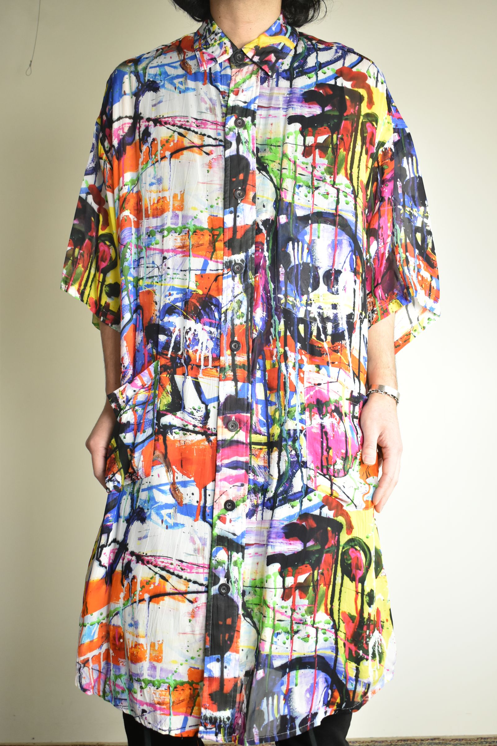 Rayon Chiffon Inkjet Print Short-Sleeved Big Shirt&Dress"Color Print" / レーヨンシフォンインクジェットプリント半袖ビッグシャツ / ワンピース"カラープリント"