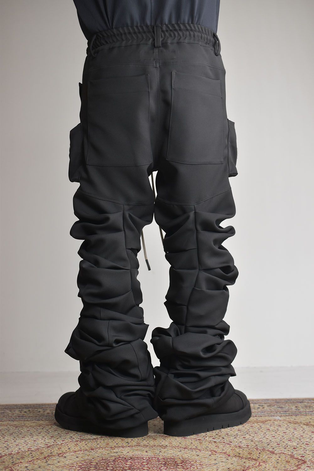 Twill Monster Tuck Flare Baggy Pants"Black"/ツイルモンスタータックフレアバギーパンツ"ブラック"