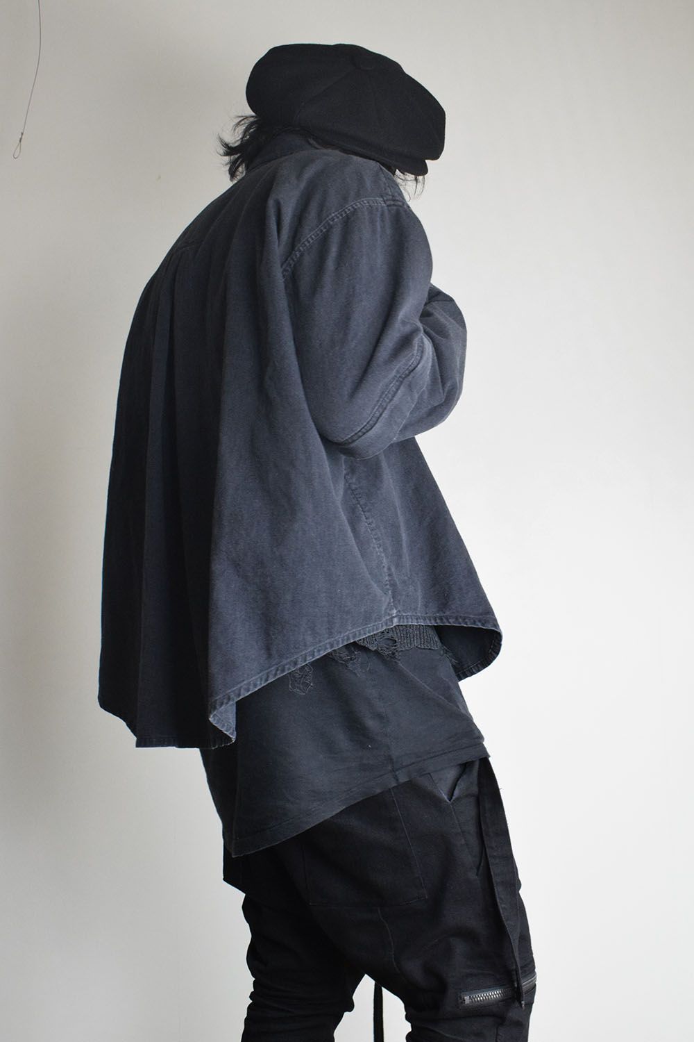 Detachable Sleeve Hook Cuff Shirt"Black Washed" / デタッチャブルスリーブホックカフスシャツ"ブラックウォッシュド"