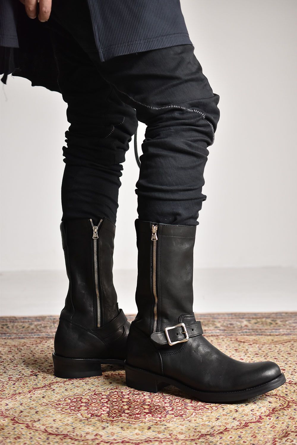 Japan Shoulder Garment Dye Engineer Boots"Black"/ジャパンショルダー製品染サイドジップエンジニアブーツ"ブラック"