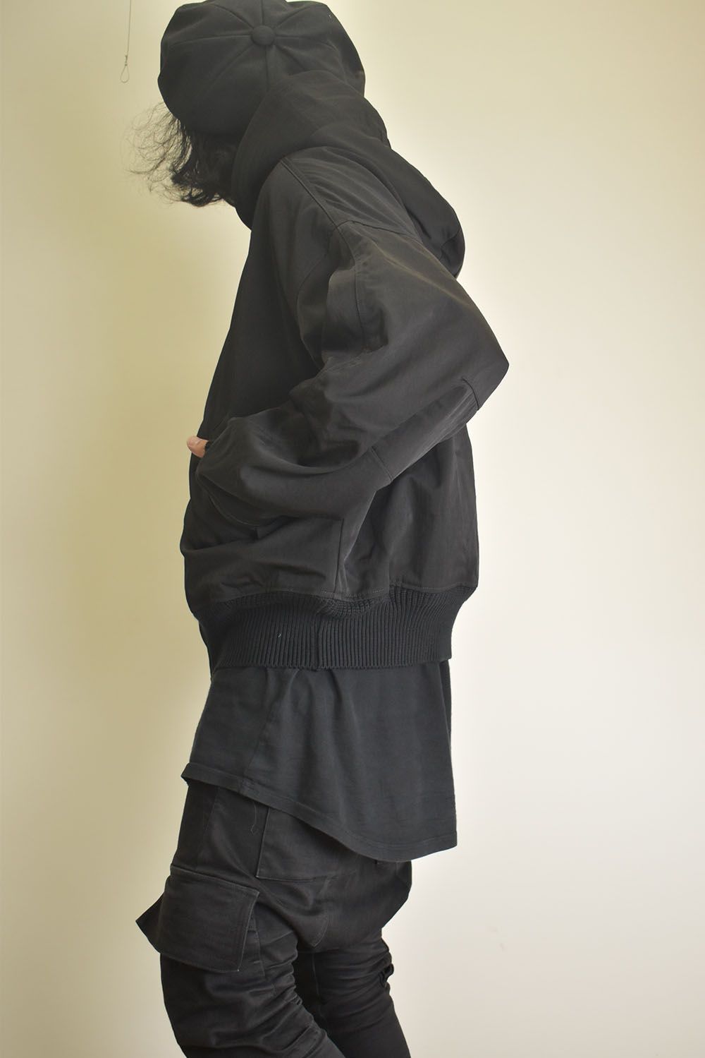 Nylon Wool Twill Hooded Jacket"Black" / ナイロンウールツイルフーデッドジャケット"ブラック"