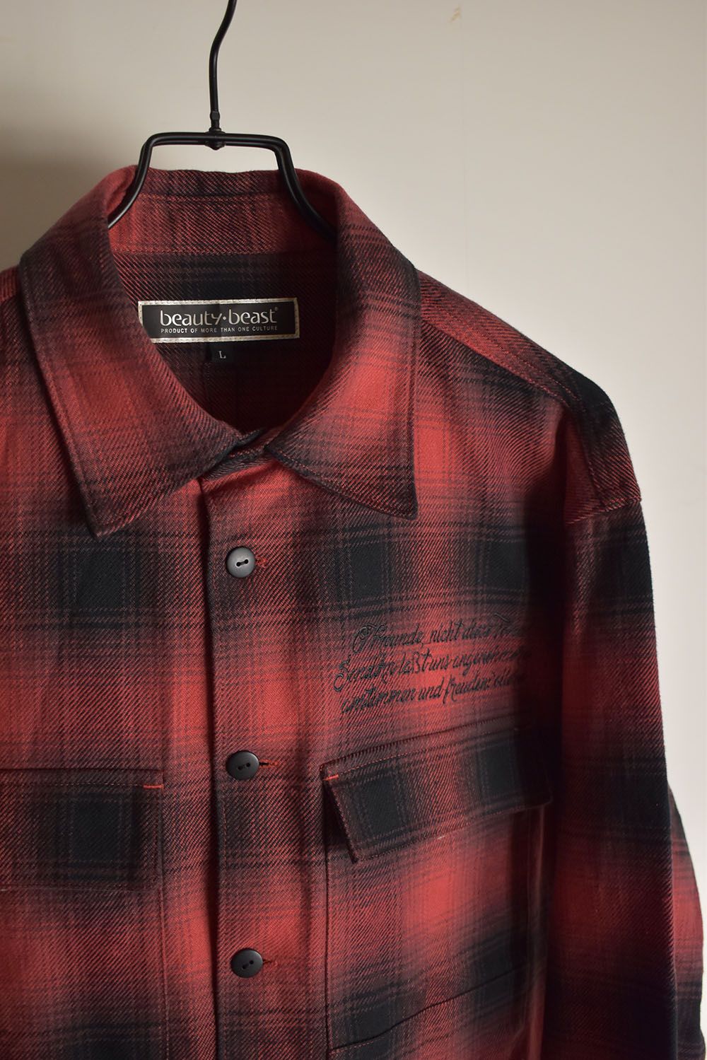 Ombre Check Long Shirts Jacket"Red Check" / オンブレチェックロングシャツジャケット"レッドチェック"