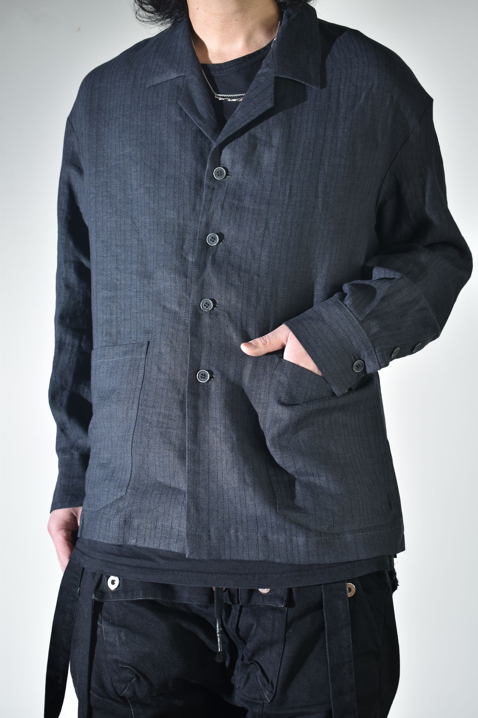 Linen Silk Shirts Jacket"Tuxedo" / リネンシルクシャツジャケット"タキシード"