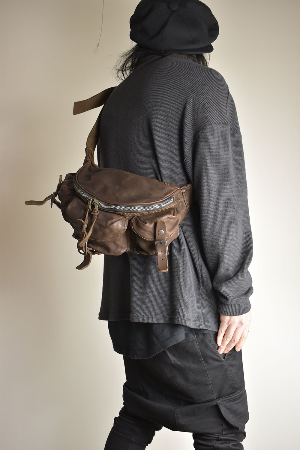 Double Shoulder 3Pin Belt Waist/Shoulder Bag"Khaki" / ダブルショルダー3ピンベルトウエスト/ショルダーバッグ"カーキ"